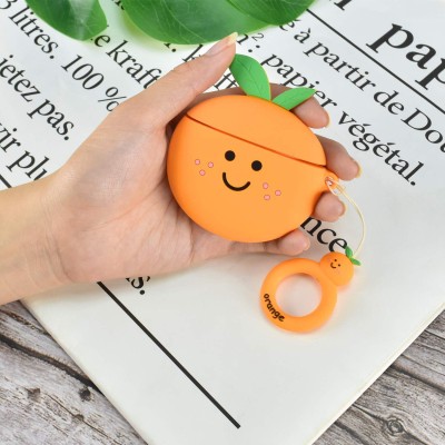 Силіконовий футляр Smile Fruits series для навушників AirPods 1/2 + кільце orange