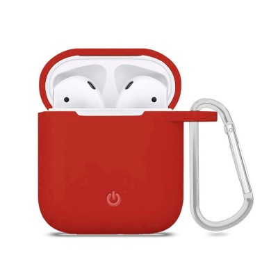 Силіконовий футляр з карабіном для навушників AirPods Червоний / Red