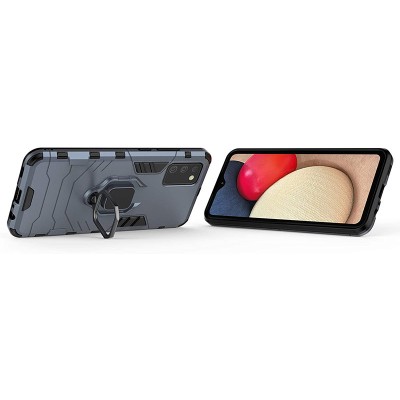 Ударопрочный чехол Transformer Ring for Magnet для Samsung Galaxy A03s Серый / Metal slate