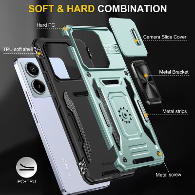 Ударостійкий чохол Camshield Army Ring для Xiaomi Poco X6 Pro Зелений / Light Green