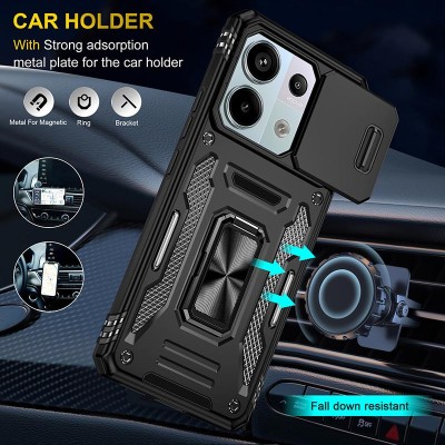Ударостійкий чохол Camshield Army Ring для Xiaomi Poco X6 Pro Чорний / Black