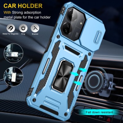 Ударостійкий чохол Camshield Army Ring для Xiaomi Redmi 13C / Poco C65 Блакитний / Light Blue