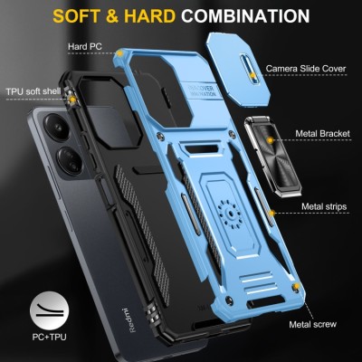 Ударостійкий чохол Camshield Army Ring для Xiaomi Redmi 13C / Poco C65 Блакитний / Light Blue
