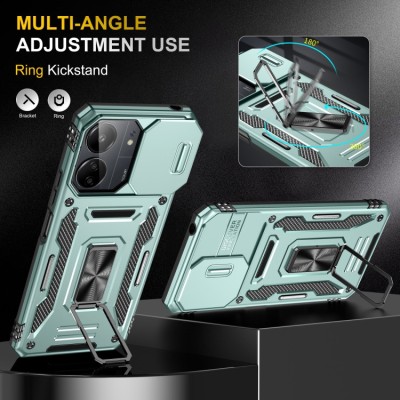 Ударостійкий чохол Camshield Army Ring для Xiaomi Redmi 13C / Poco C65 Зелений / Light Green
