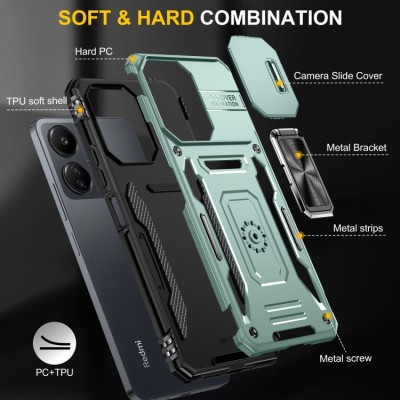 Ударостійкий чохол Camshield Army Ring для Xiaomi Redmi 13C / Poco C65 Зелений / Light Green