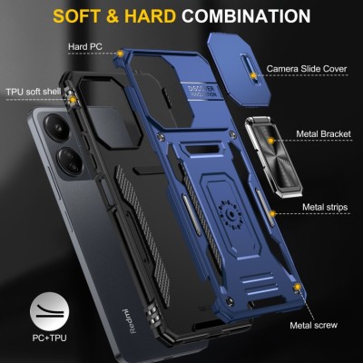 Ударостійкий чохол Camshield Army Ring для Xiaomi Redmi 13C / Poco C65 Синій / Navy