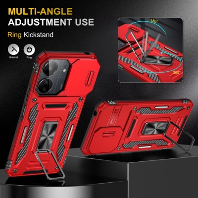 Ударостійкий чохол Camshield Army Ring для Xiaomi Redmi 13C / Poco C65 Червоний / Red