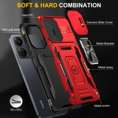 Ударостійкий чохол Camshield Army Ring для Xiaomi Redmi 13C / Poco C65 Червоний / Red