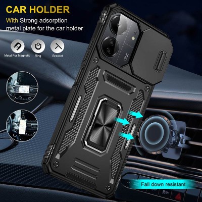Ударостійкий чохол Camshield Army Ring для Xiaomi Redmi 13C / Poco C65 Чорний / Black
