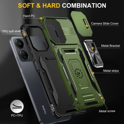 Ударостійкий чохол Camshield Army Ring для Xiaomi Redmi Note 13 4G Оливковий / Army Green