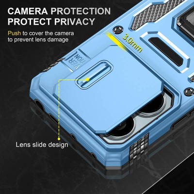 Ударостійкий чохол Camshield Army Ring для Xiaomi Redmi Note 13 Pro 4G / Poco M6 Pro 4G Блакитний / Light Blue