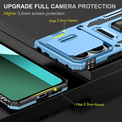 Ударостійкий чохол Camshield Army Ring для Xiaomi Redmi Note 13 Pro 4G / Poco M6 Pro 4G Блакитний / Light Blue