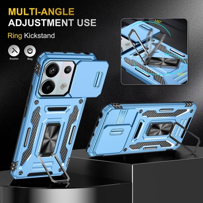 Ударостійкий чохол Camshield Army Ring для Xiaomi Redmi Note 13 Pro 4G / Poco M6 Pro 4G Блакитний / Light Blue