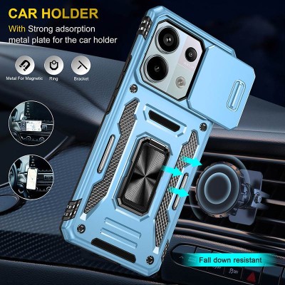 Ударостійкий чохол Camshield Army Ring для Xiaomi Redmi Note 13 Pro 4G / Poco M6 Pro 4G Блакитний / Light Blue