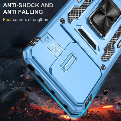 Ударостійкий чохол Camshield Army Ring для Xiaomi Redmi Note 13 Pro 4G / Poco M6 Pro 4G Блакитний / Light Blue