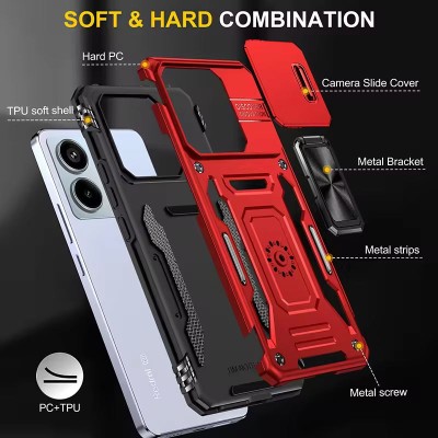 Ударостійкий чохол Camshield Army Ring для Xiaomi Redmi Note 13 Pro 4G / Poco M6 Pro 4G Червоний / Red Ударостійкий чохол Camshield Army Ring для Xiaomi Redmi Note 13 Pro 4G / Poco M6 Pro 4G Червоний / Red