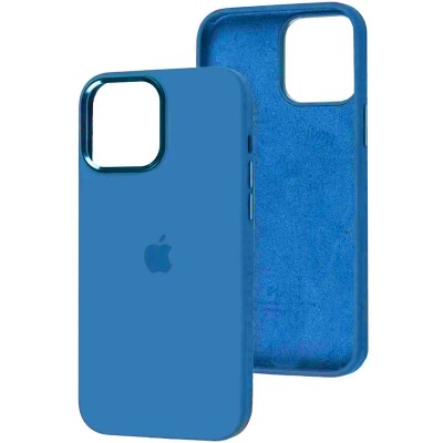 Чохол Silicone Case Metal Buttons (AA) для Apple iPhone 12 Pro / 12 (6.1") Синій / Blue Jay
