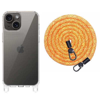 Чохол TPU Transparent with Straps для Apple iPhone 13 / 14 (6.1") Orange / White Чохол TPU Transparent with Straps для Apple iPhone 13 / 14 (6.1") Orange / White