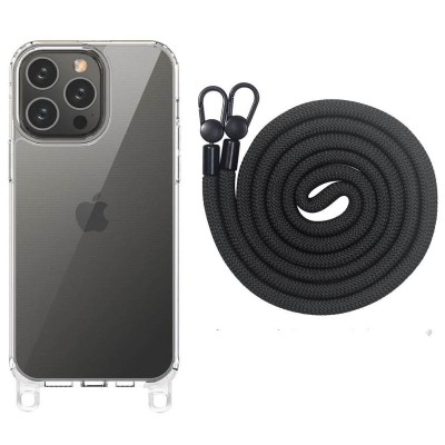 Чохол TPU Transparent with Straps для Apple iPhone 14 Pro (6.1") Black Чохол TPU Transparent with Straps для Apple iPhone 14 Pro (6.1") Black