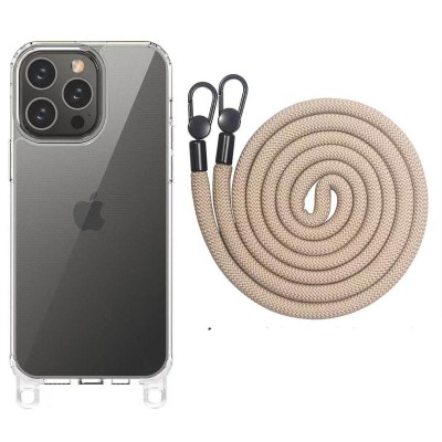 Чохол TPU Transparent with Straps для Apple iPhone 14 Pro (6.1") Clay Чохол TPU Transparent with Straps для Apple iPhone 14 Pro (6.1") Clay