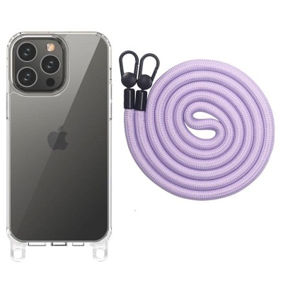 Чохол TPU Transparent with Straps для Apple iPhone 14 Pro (6.1") Light Purple Чохол TPU Transparent with Straps для Apple iPhone 14 Pro (6.1") Light Purple
