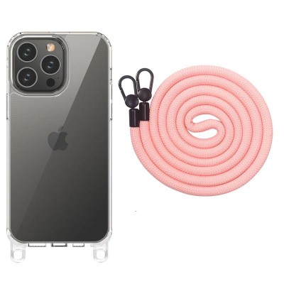 Чохол TPU Transparent with Straps для Apple iPhone 14 Pro Max (6.7") Light Pink Чохол TPU Transparent with Straps для Apple iPhone 14 Pro Max (6.7") Light Pink