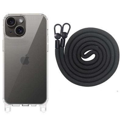 Чохол TPU Transparent with Straps для Apple iPhone 15 (6.1") Black Чохол TPU Transparent with Straps для Apple iPhone 15 (6.1") Black