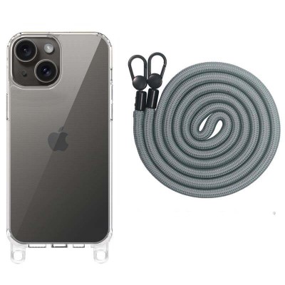 Чохол TPU Transparent with Straps для Apple iPhone 15 (6.1") Fog Чохол TPU Transparent with Straps для Apple iPhone 15 (6.1") Fog
