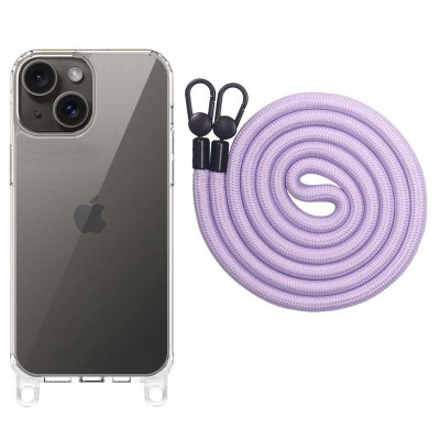 Чохол TPU Transparent with Straps для Apple iPhone 15 (6.1") Light Purple Чохол TPU Transparent with Straps для Apple iPhone 15 (6.1") Light Purple