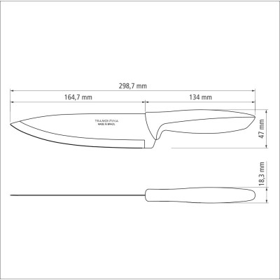 Набори ножів TRAMONTINA PLENUS light grey Chef 178мм -12шт коробка (23426/037)