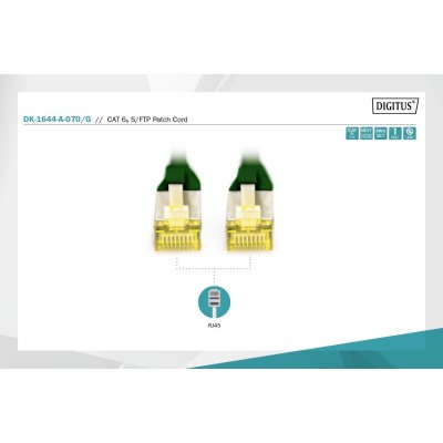 Патч корд CAT 6A S-FTP, зелений, 7 м DK-1644-A-070/G