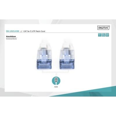 Патч-корд CAT 5e F-UTP, Cu, PVC AWG 26/7, довжина 3 м, колір сірий DK-1521-030 DIGITUS by ASSMANN Патч-корд CAT 5e F-UTP, Cu, PVC AWG 26/7, довжина 3 м, колір сірий DK-1521-030 DIGITUS by ASSMANN