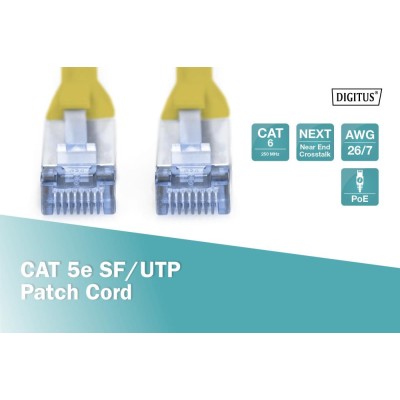Патч-корд CAT 5e SF-UTP, Cu, PVC AWG 26/7, довжина 2 м, колір жовтий DK-1531-020/Y DIGITUS by ASSMANN