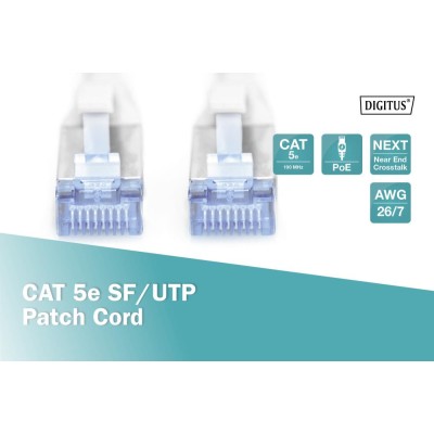 Патч-корд CAT 5e SF-UTP, Cu, PVC AWG 26/7, довжина 3 м, колір сірий DK-1531-030 DIGITUS by ASSMANN