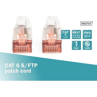 Патч-корд CAT 6 S-FTP, Cu, LSZH AWG 27/7, довжина 15 м, колір сірий DK-1644-150 DIGITUS by ASSMANN