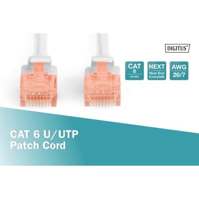 Патч-корд CAT 6 U-UTP, PVC AWG 26/7, довжина 3 м, колір сірий DK-1612-030 DIGITUS by ASSMANN