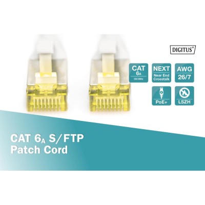 Патч-корд CAT 6A S-FTP, Cu, LSZH AWG 26/7, довжина 1 м, колір сірий, DK-1644-A-010 DIGITUS by ASSMANN