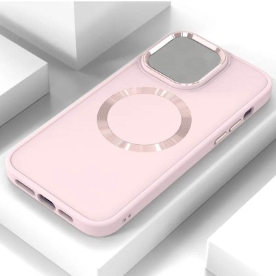 TPU чохол Bonbon Metal Style with MagSafe для Apple iPhone 14 (6.1") Рожевий / Light Pink