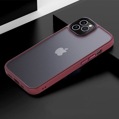 TPU+PC чохол Metal Buttons для Apple iPhone 12 Pro Max (6.7") Бордовий