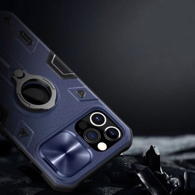 TPU+PC чохол Nillkin CamShield Armor (шторка на камеру) для Apple iPhone 12 Pro Max (6.7") Синій