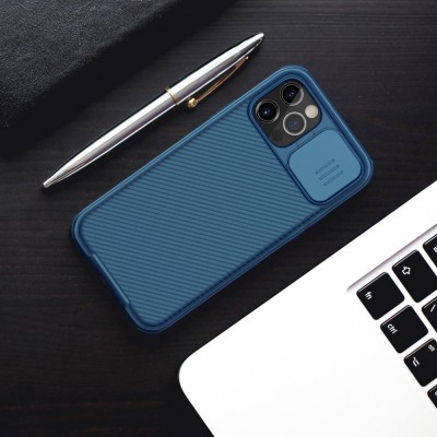 Карбонова накладка Nillkin Camshield (шторка на камеру) для Apple iPhone 13 Pro Max (6.7") Синій / Blue