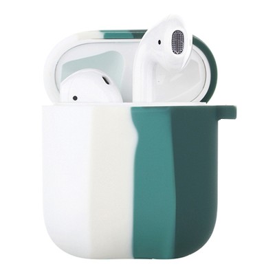Силіконовий футляр Colorfull для навушників AirPods 1/2 Білий / Зелений