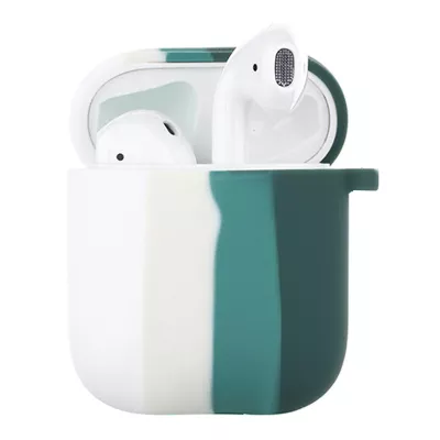 Силіконовий футляр Colorfull для навушників AirPods 1/2 Білий / Зелений