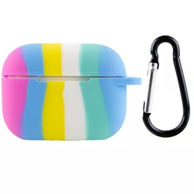 Силіконовий футляр Colorfull для навушників AirPods Pro / Pro 2 Темно-рожевий / Блакитний