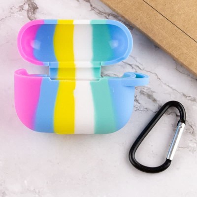 Силіконовий футляр Colorfull для навушників AirPods Pro / Pro 2 Темно-рожевий / Блакитний