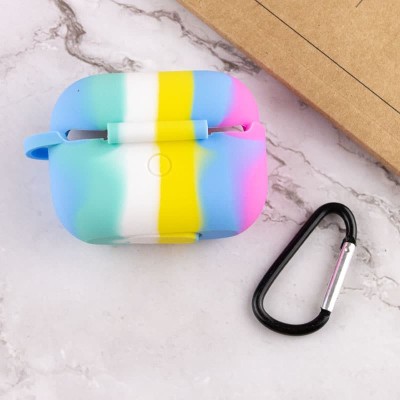 Силіконовий футляр Colorfull для навушників AirPods Pro / Pro 2 Темно-рожевий / Блакитний