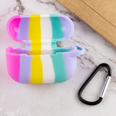 Силіконовий футляр Colorfull для навушників AirPods Pro / Pro 2 Темно-рожевий / Бузковий