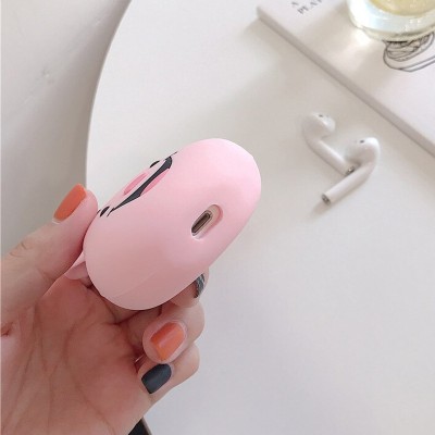 Силіконовий футляр Disney series для навушників AirPods + кільце П'ятачок / Рожевий
