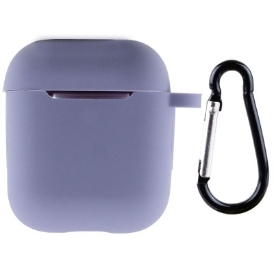 Силіконовий футляр New з карабіном для навушників Airpods 1/2 Сірий / Lavender Gray