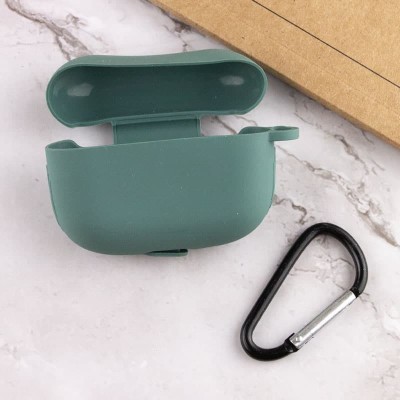 Силіконовий футляр New з карабіном для навушників Airpods Pro / Pro 2 Зелений / Pine green